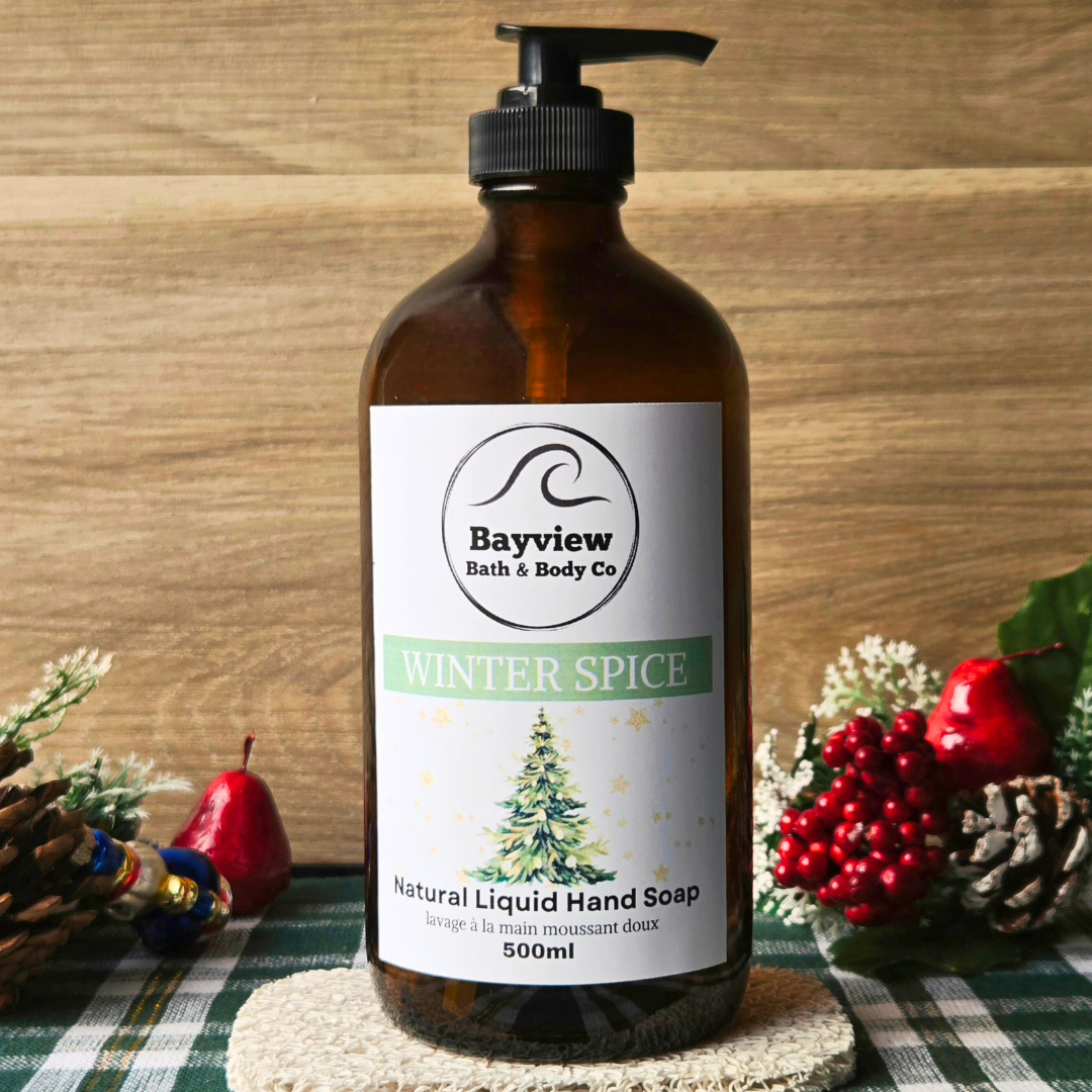 Winter Spice Natural Liquid Hand Soap - 500ml Glass Bottle with Pump