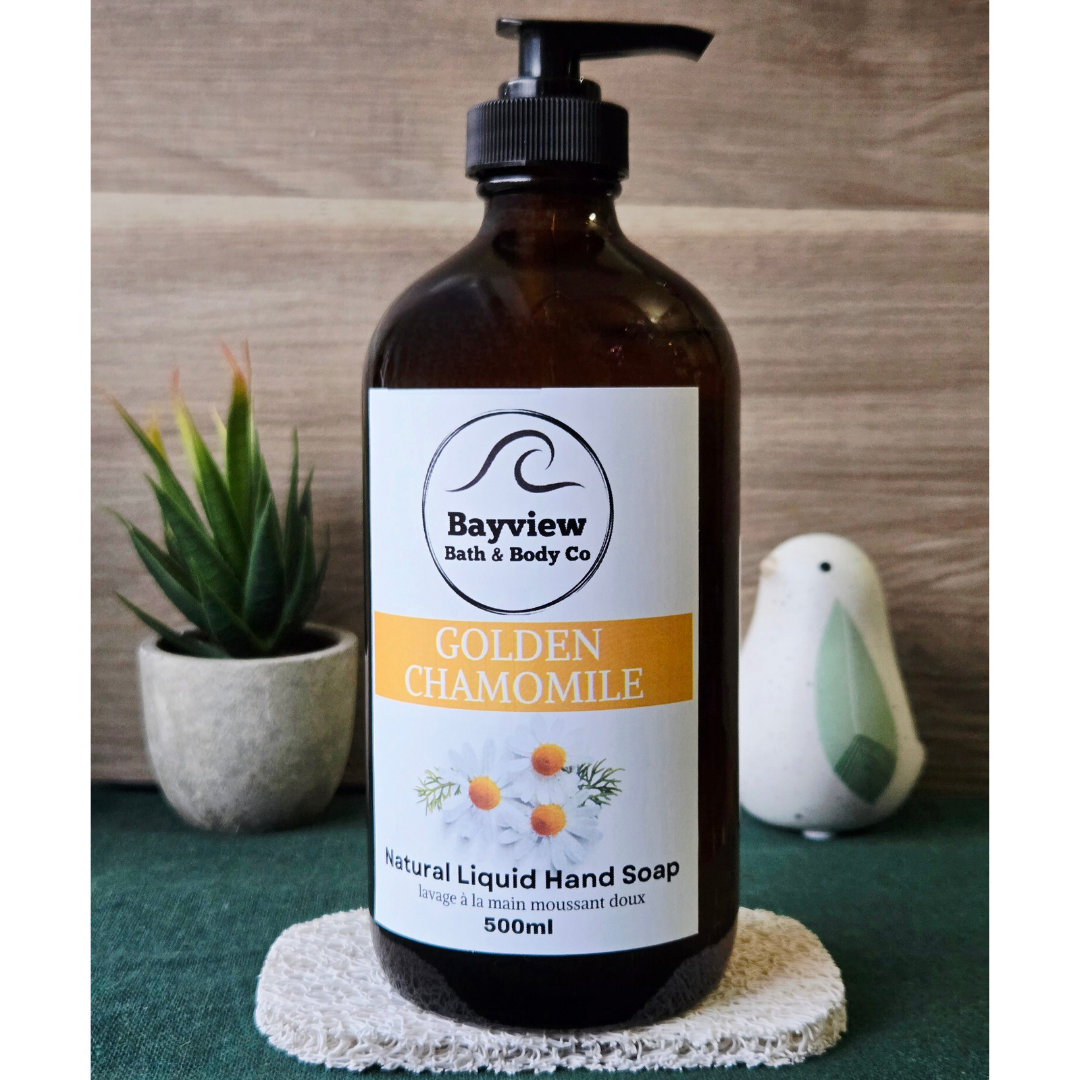 Chamomile Natural Liquid Soap - 500ml Glass Bottle With Pump