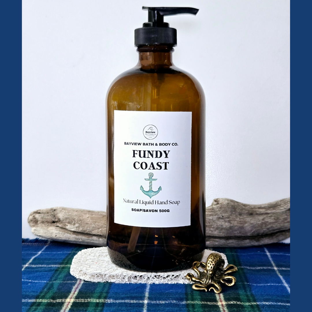 Fundy Coast- Natural Liquid Hand Soap - 500ml Glass Bottle with Pump