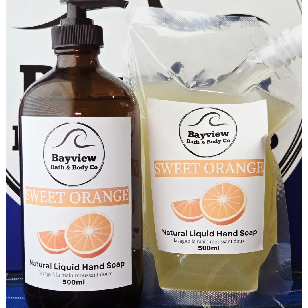 Sweet Orange Natural Liquid Soap - 500ml Glass Bottle With Pump