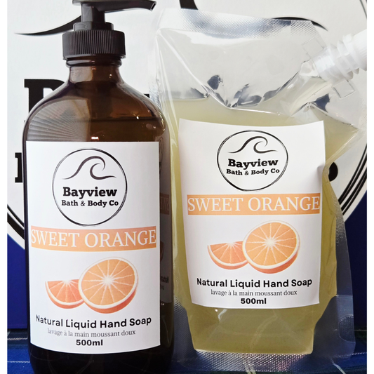 Sweet Orange Natural Liquid Soap - 500ml Glass Bottle With Pump