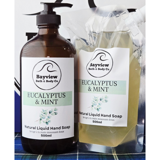 Eucalyptus & Mint Natural Liquid Soap - 500ml Glass Bottle