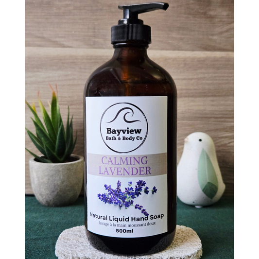 Calming Lavender Natural Liquid Soap - 500ml Glass Bottle With Pump